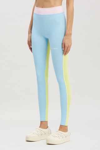 Trainingslegging hoge taille - Hemelsblauw en Poederroze