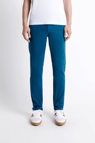Pantaloni slim in cotone bio - Petrolio
