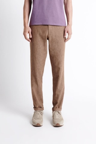 Pantaloni in lino - Marrone melange