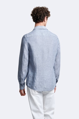 Camisa slim fit de lino - Azul