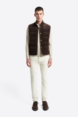 Piumino senza maniche in velluto - Marrone scuro