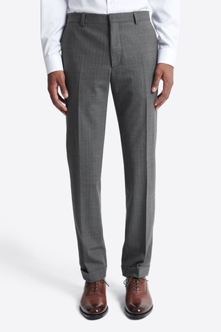 Pantalón de traje slim fit de lana - Antracita jaspeado