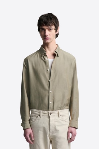 Camicia slim in cotone bio - Kaki