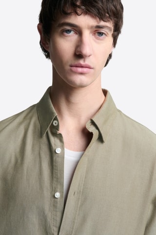 Camicia slim in cotone bio - Kaki