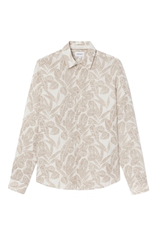 Camicia slim in lino - Beige