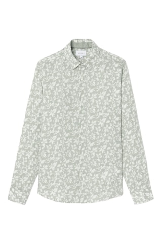 Camicia slim in lino - Verde oliva ed ecrù