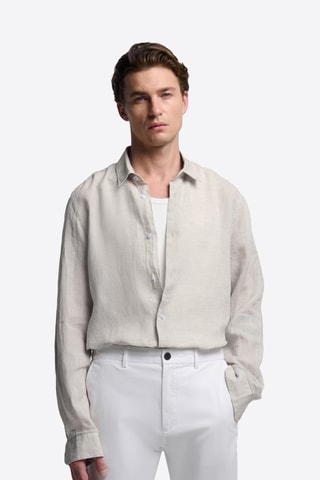 Camicia slim in lino - Beige