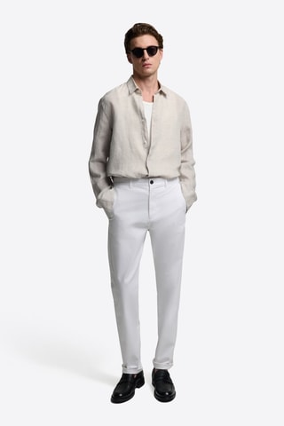 Camicia slim in lino - Beige