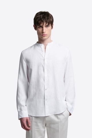 Camicia slim in lino - Bianco