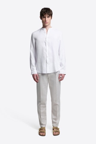 Camicia slim in lino - Bianco