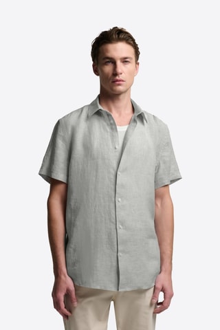 Camicia slim in lino - Verde