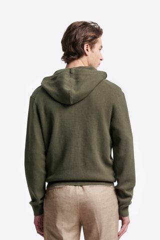 Cardigan con cappuccio in cotone bio - kaki