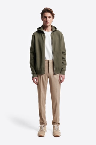 Cardigan con cappuccio in cotone bio - kaki