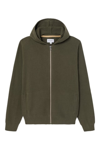 Cardigan con cappuccio in cotone bio - kaki