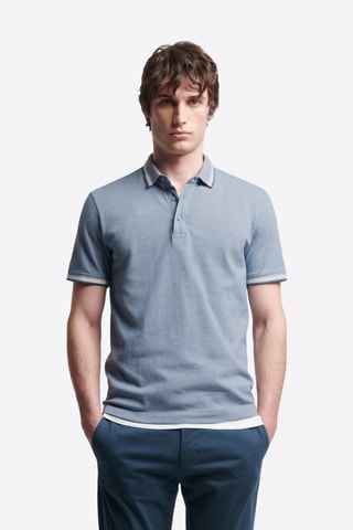 Polo slim in cotone bio - Blu melange