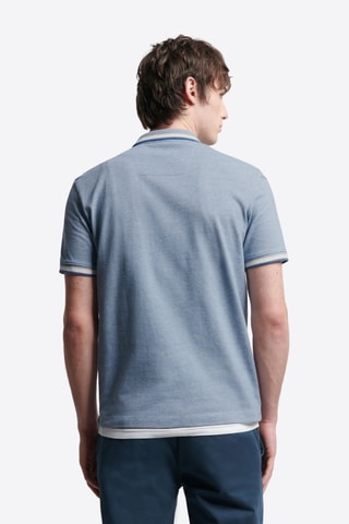 Polo slim in cotone bio - Blu melange