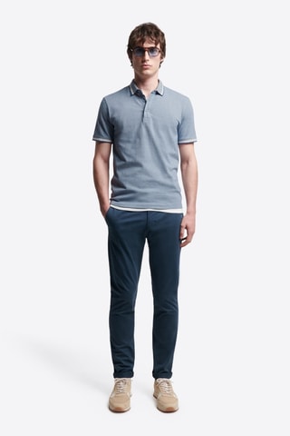 Polo slim in cotone bio - Blu melange