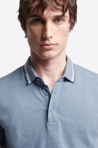 Polo slim in cotone bio - Blu melange