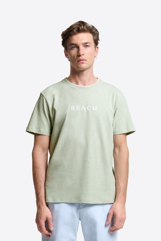 T-shirt slim in lino - Verde acqua