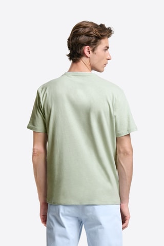T-shirt slim in lino - Verde acqua