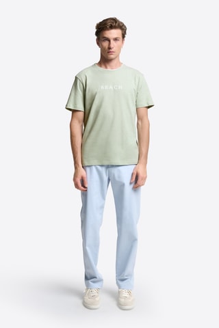 T-shirt slim in lino - Verde acqua