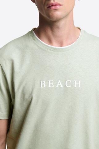 T-shirt slim in lino - Verde acqua