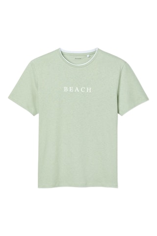 T-shirt slim in lino - Verde acqua