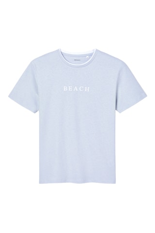 T-shirt in lino - Celeste