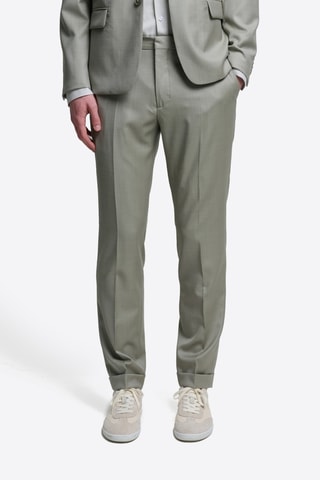 Pantalón de traje slim fit de lana - Verde almendra