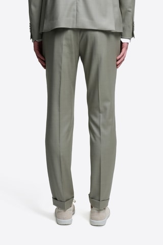 Pantalón de traje slim fit de lana - Verde almendra