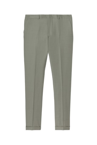 Pantalón de traje slim fit de lana - Verde almendra