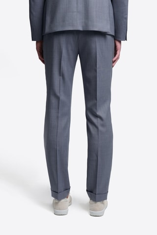 Pantaloni da completo slim in lana - Blu-grigio