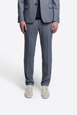 Pantaloni da completo slim in lana - Blu-grigio