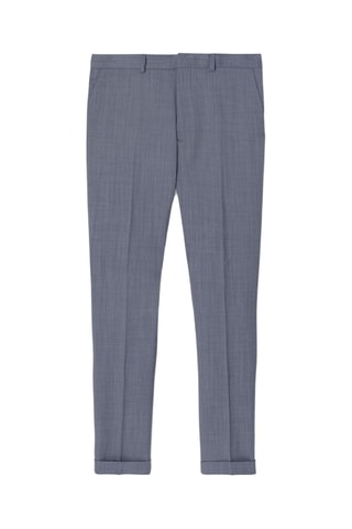 Pantaloni da completo slim in lana - Blu-grigio