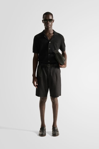Bermuda loose in lino - Nero