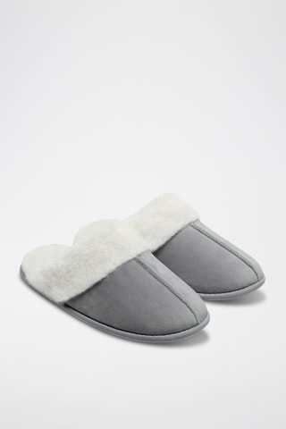 Pantoufles fourrées - Gris clair