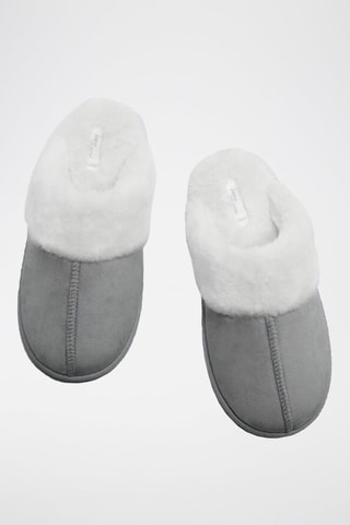 Pantoufles fourrées - Gris clair