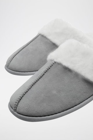 Pantoufles fourrées - Gris clair