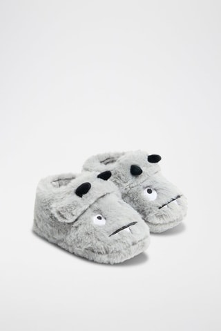 Pantoufles fourrées - Gris clair