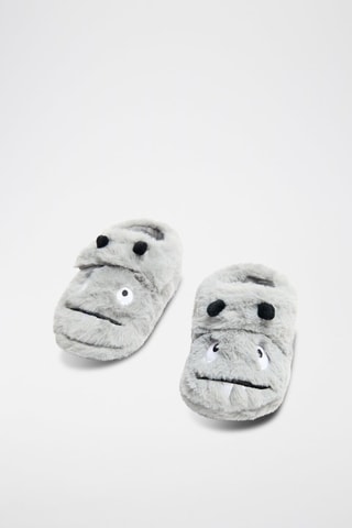 Pantoufles fourrées - Gris clair