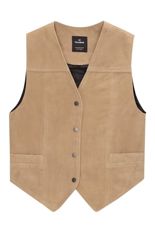 Gilet sans manches en cuir de chèvre - Marron