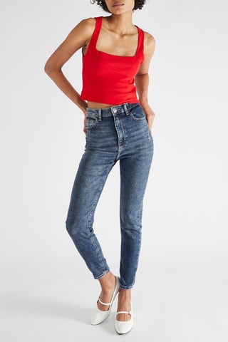 Jean skinny taille haute - Bleu
