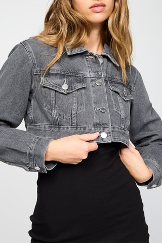 Veste courte en jean - Noir