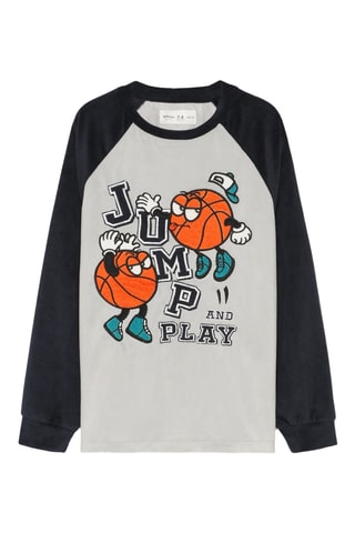 T-shirt de pyjama en velours - Gris clair