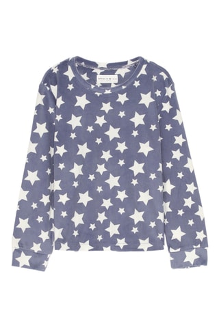 Sweat de pyjama en velours- Bleu