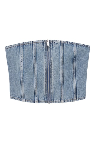 Crop top bustier en jean - Bleu