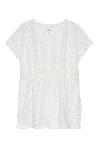 Caftan en broderie anglaise - Blanc