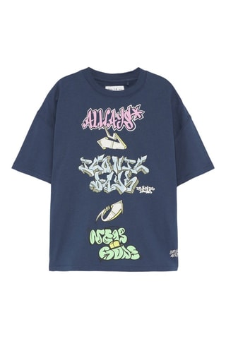 T-shirt - Bleu marine et rose