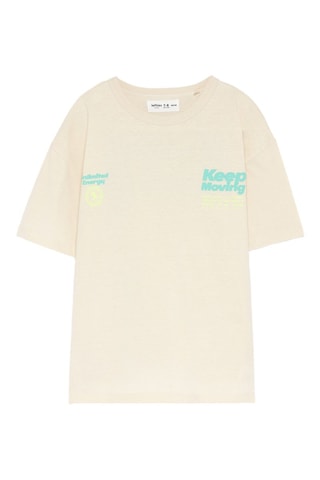 T-shirt - Beige clair et turquoise