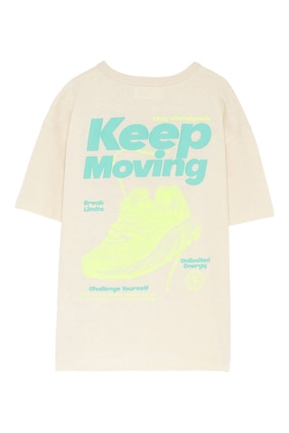 T-shirt - Beige clair et turquoise